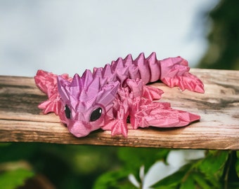 Figurine 3D petit dragon Wyvern rose/violet (posable)