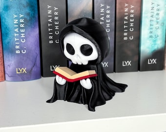 Grim Reaper lezen met boek | Reading Reaper | Boekenplankdecoratie | Halloweendecoratie | BookTok