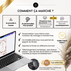 Invitación de boda personalizable en francés | Invitación de ceremonia imprimible de tres páginas | Diseño elegante | Invitación + programa imagen 7