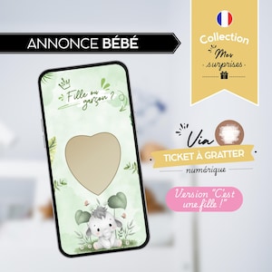 Digital scratch card | Baby birth announcement, pregnancy | Surprise it's a GIRL | Digital gender reveal card for children via text message or email