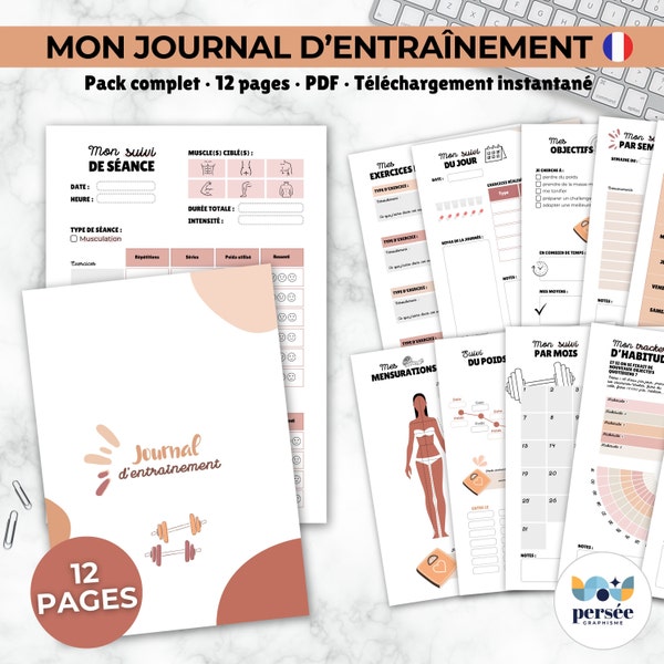 Journal d'entraînement en français fitness planner suivi de séances de sport à imprimer