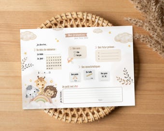 Birth prediction card | Predictions for future baby, baby shower | Printable PDF for baby shower / gender reveal