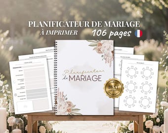 Bröllopsplanerare PDF | Bröllopsplanerare på franska | 106-sidig utskrivbar A4-guide | Ceremoniorganisatörsbok