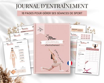 Diário de Treinamento e Fitness | Planejador de Fitness | PDF Imprimível para Esportes em Francês | Acompanhamento de Sessões de Exercício, 18 Folhas Práticas