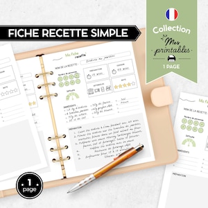 Rezeptkarte zur Essensplanung | PDF auf Französisch zum Ausdrucken | Kochrezept
