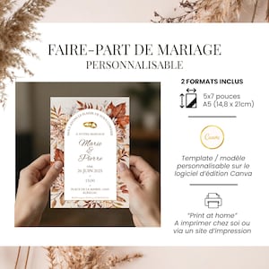 Customizable wedding invitation in French | 3-page printable ceremony invitation | Elegant design | Invitation + program, Canva image 2