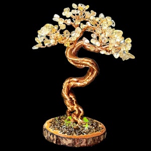Bonsái de alambre de cobre/árbol bonsái/bonsái Feng Shui/bonsái de cristal/elemento metálico