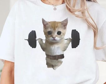 Funny Cat Gym Shirt, Cat Workout T-Shirt, Funny Deadlift Cat Meme Shirt, Gym Pump Cover, Cute Cat Workout T-Shirt, Unisex Cat Lover Shirt