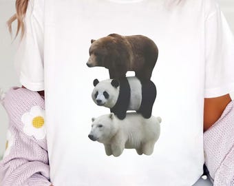 We Bears Realistic T-Shirt, Stacked Bares Shirt, Stacked Bears Graphic Tee, Cute Animal Shirt, Trendy Nature Design Gift For Bear Shirt
