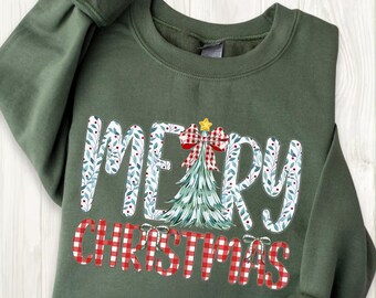 Preppy Merry Christmas Sweatshirt, Cute Christmas Shirt, Xmas Sweatshirt , Merry Christmas Hoodie, Xmas Holiday Sweatshirt, Merry Xmas shirt