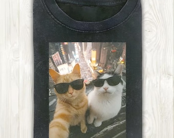 Couple Cats Wearing Sunglasses Shirt, Cat Meme Shirt, Cool Cat Shirt, Cat Lover Shirt, Y2k Cat Shirt, Silly Cats Tee, Vintage Kitty Shirt