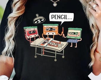 Funny 80s Retro Cassette Tape T-Shirt, Funny Medical Humor Hoodie, Cassette Operation Sweatshirt, Cartoon Meme Tee