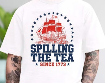 Spilling The Tea Since 1773 Shirt, Patriotic America 250th Anniversary Hoodie, USA Independence Day Sweatshirt, Retro American Flag Tee