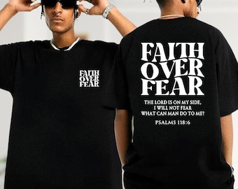 Faith over Fear Sweatshirt, Quotes Shirt, Minimal Christian Cross Shirt, Bible Verse Shirt,  Religious Crewneck Tee, Christian Sweatsh