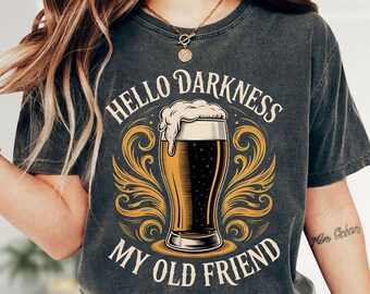 Hello Darkness My Old Friend Irish Beer Shirt, St Patrick’s Day Tee, Funny Drinking St Patrick Shirt, Guinness Stout Shirt, Irish Pub Tee