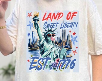 Land Of Sweet Liberty T-Shirt, Patriotic Bubblegum Liberty Tee