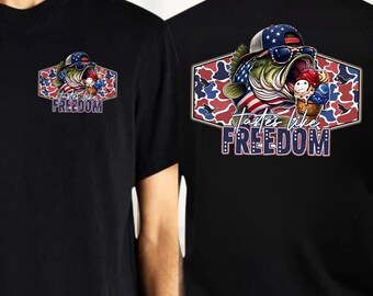 Tastes like Freedom Bass Fish T-Shirt, Patriotic USA Tee, 4th of July Gift