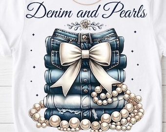 Denim and Pearls Boho Shirt, Vintage Floral T-Shirt, Women’s Sweatshirt, Bohemian Graphic Tee, Gift for Her