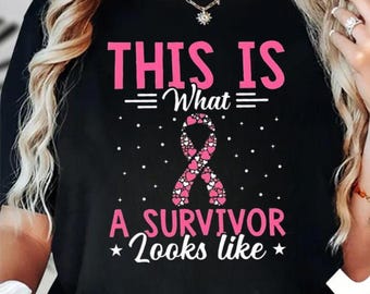 This Is What A Survivor Looks like Shirt, Breast Cancer Awareness Tee, Pink Ribbon Warrior Hoodie, Support Squad Sweatshirt