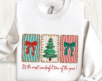 Comfort Colors Preppy Christmas Sweatshirt, Retro Coquette Holiday Tee, Merry Xmas Tee, Cute Christmas shirt, Preppy Christmas Tree shirt