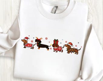 Comfort Colors Dachshund Christmas Shirt,  Cute Sausage Dog Holiday Sweater, Xmas Dachshund Sweatshirt, Merry Christmas Shirt, Xmas Sweater