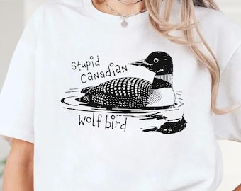 Stupid Canadian Wolf Bird T-Shirt, Hockey Romance Crewneck, LGBT Hockey Fan Gift, Heated But Devote Movie Shirt, Team Hollanov Shirt