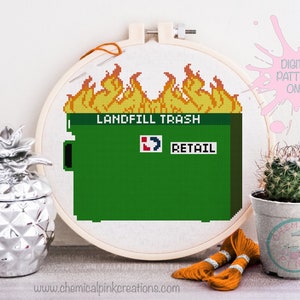 garbage fire cross stitch pattern