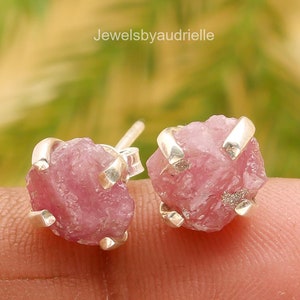 Natural Ruby Earrings, Red Gemstone Earrings, Stud Earrings, 925 Sterling Silver Jewelry, Wedding Anniversary Gift, Earrings For Daughter