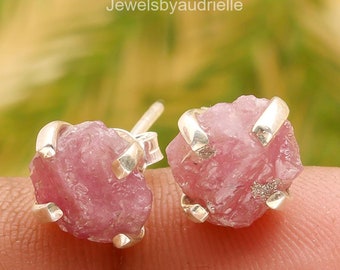 Natural Ruby Earrings, Red Gemstone Earrings, Stud Earrings, 925 Sterling Silver Jewelry, Wedding Anniversary Gift, Earrings For Daughter