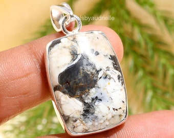 Natural Buffalo Turquoise Pendant, White Gemstone Pendant, Pendant, 925 Sterling Silver Jewelry, Wedding Gift, Pendant For Daughter