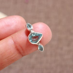 Blue Topaz Ring, 925 Sterling Silver Ring, Pear Shaped Ring, Blue Gemstone Ring, Handmade Ring, Statement Ring, Boho Jewelry, Gift For Her