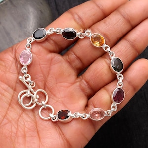 Turmalin Armband, 925 Sterling Silber Armband, Edelstein Armband, Statement Schmuck, handgemachtes Boho Silber Armband, Frauen Armband