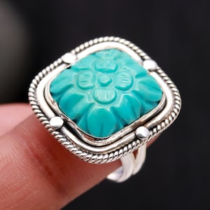 Turquoise Ring 925 Sterling Silver Jewelry Boho Adjustable Women Rings