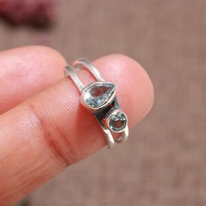 Blue Topaz Ring, 925 Sterling Silver Ring, Pear Gemstone Ring, Handmade Ring, Anniversary Gift, Topaz Silver Jewelry, Boho Ring,Gift For Her