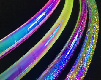 Fixed Polypro Hula Hoop with Iridescent Morphing Tape by Rainbow Dragon - 26″ to 30″ (5/8″ or 3/4″)