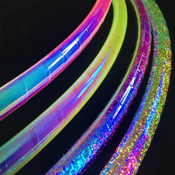 Fixed Polypro Hula Hoop with Iridescent Morphing Tape by Rainbow Dragon - 26″ to 30″ (5/8″ or 3/4″)