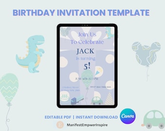 Birthday Boy Invitation Template, Digital Birthday Party Invite, Invite Birthday, Editable Template, Template, Birthday, Instant Download