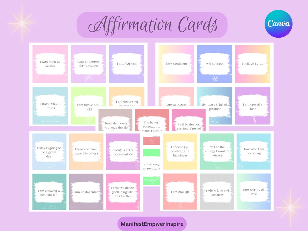 Affirmation Cards - 30 Cards, Digital Download, Manifestation ...