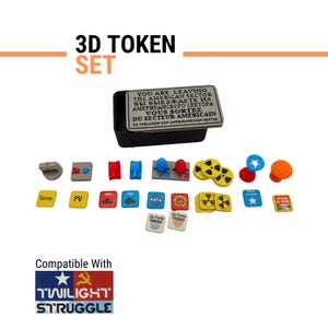 Twilight Struggle 3D Tokens Set with Storage Box | DEFCON, Space Race, Markers Upgrade