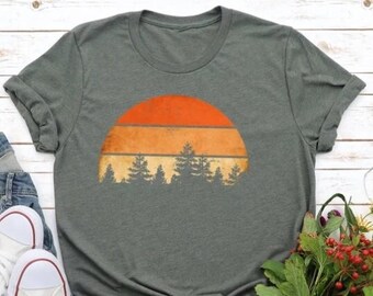 Camping Gift Shirt, Forest Themed Shirt, Tree Shirt, Adventure Is Calling, Sunset Themed Shirt, Wildlife Tee, Wilderness, Pine Tree