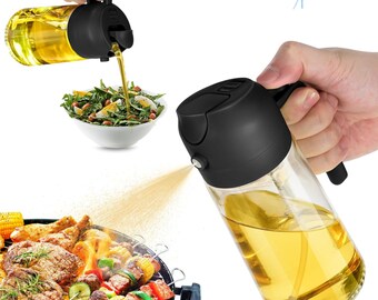 Oil Dispenser Bottle 2 in 1 for Kitchen 16ozOlive Oil Sprayer - 470ml Olive Oil Bottle - for Cooking Kitchen Salad Barbecue BBQ Gift