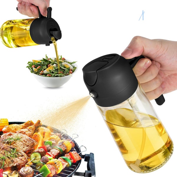 Oil Dispenser Bottle 2 in 1 for Kitchen 16ozOlive Oil Sprayer - 470ml Olive Oil Bottle - for Cooking Kitchen Salad Barbecue BBQ Gift