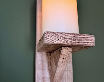 Hand crafted Wooden Wall Sconce