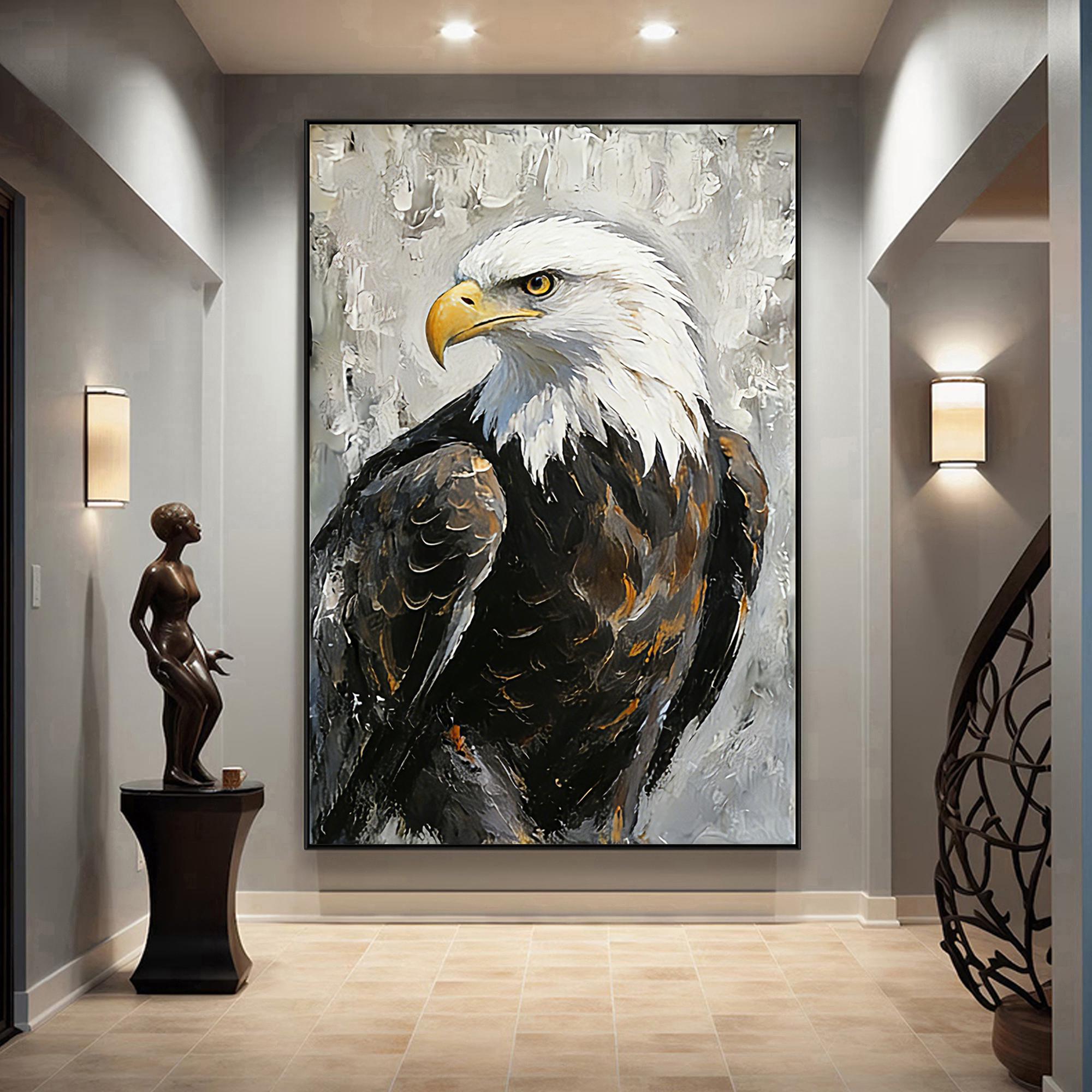 Original Large Bald Eagle Oil Painting, Modern Textured Wildlife ...