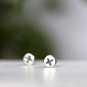 Tiny Silver Stud Earring Pair / Sterling Post Earrings XO Hug Tiny Earrings / Small Round Posts Gifts For Her 3mm