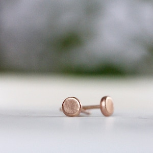 Tiny ROSE GOLD Stud Earring Pair / 14k Gold Post Earrings / 14k Gold Earrings Solid Gold Tiny Earrings / Small Round Posts Gifts For Her 3mm