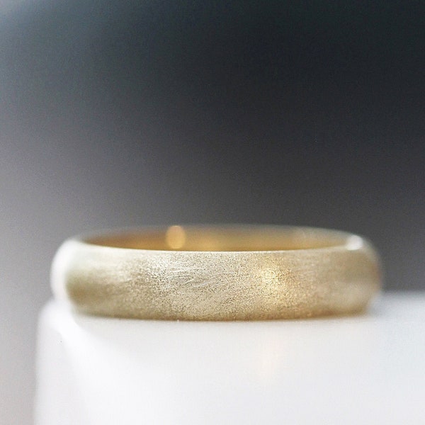 Textured 14k Gold Wedding Band Womens Wedding Band Simple Wedding Ring Wedding Set Matte Wedding Band Sand Texture Wedding DOMED RAW SILK