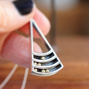 Sterling Silver Pendant Kinetic Pendant Necklace Teardrop Pendant Triangle Pendant Mothers Day Gift Ideas Handmade Pendant Silver Necklace