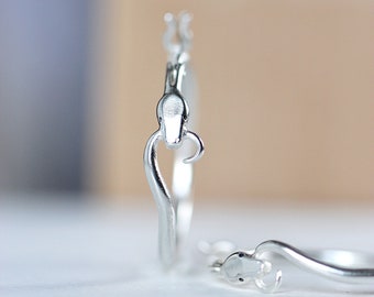 Sterling Silver Snake Hoop Earrings - Ouroboros Handmade Jewelry