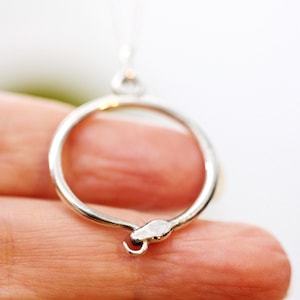 Sterling Silver Ouroboros Pendant Necklace Snake Pendant Round Pendant Circle Pendant Animal Pendant Gifts For Her Reptile